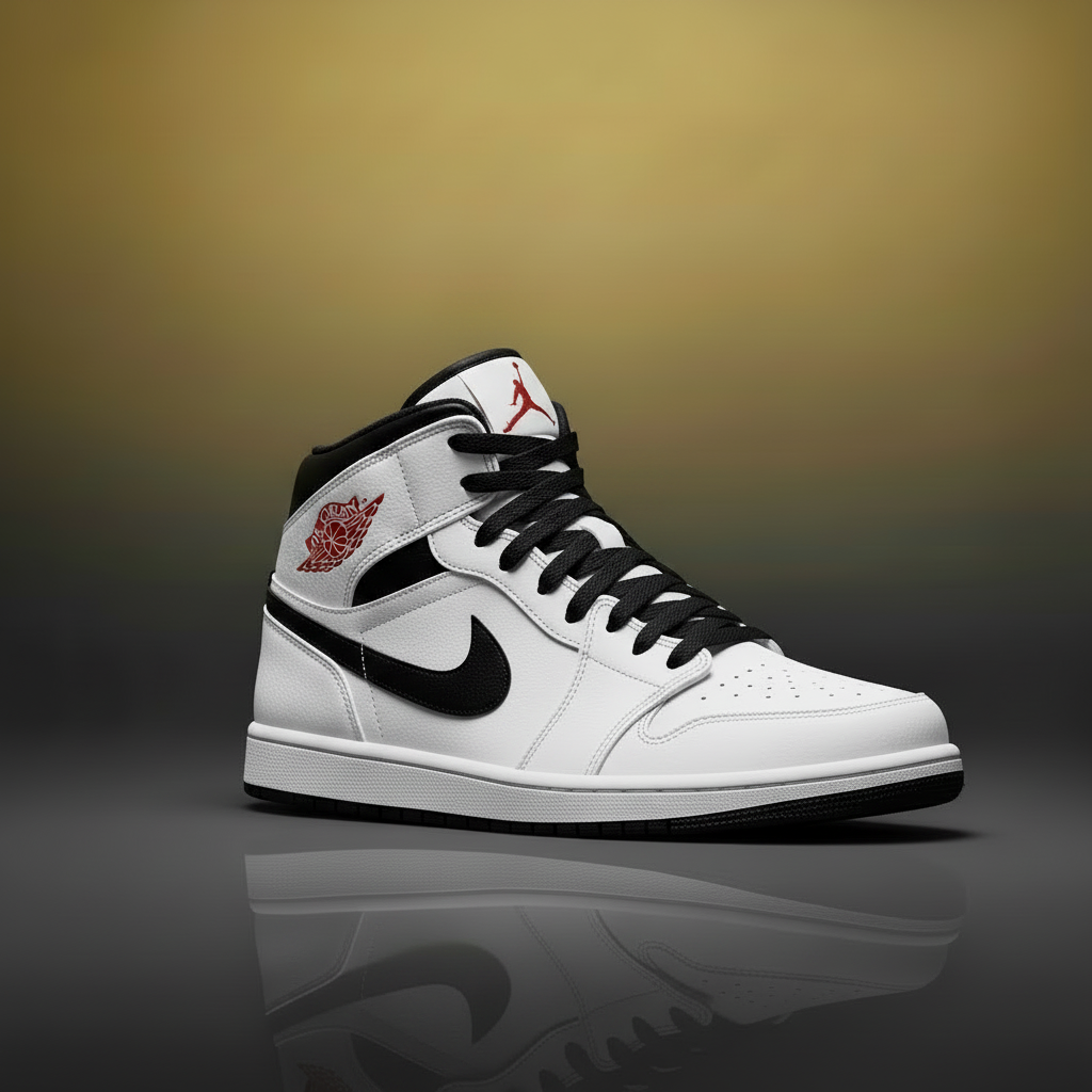 Air Jordan 1 Mid White Black Red Collection Hero
