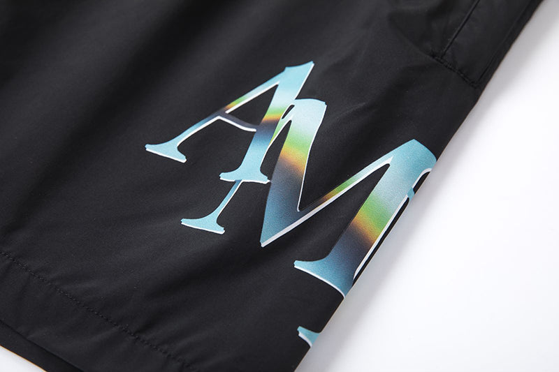 AMIRI Logo Print Swim Shorts – Lightweight Polyester