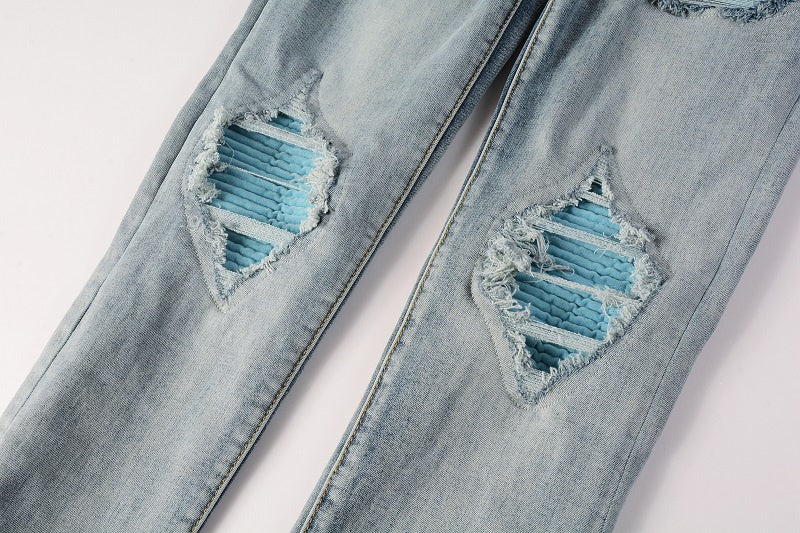 AMIRI Slim Fit Distressed Jeans – Full Logo Denim