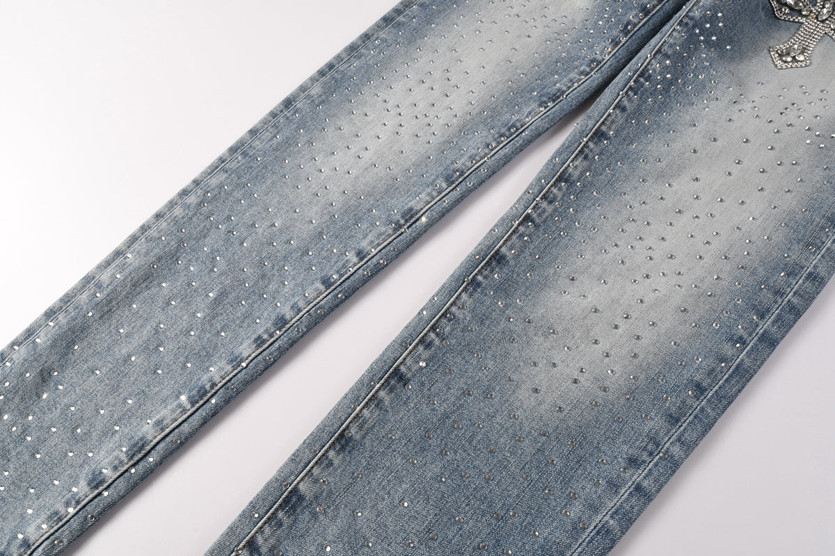 Purple Brand Crystal Diamond Skinny Jeans #9132